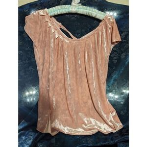 LC Lauren Conrad Velvet Ana Pink Blouse Size M WT